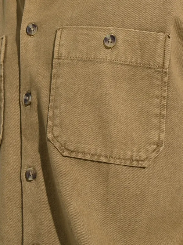 Highlander Men Khaki Faded Oversized Fit Casual Shirt