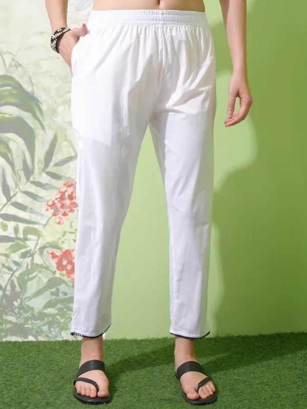 Vishudh Women White Embroidered Kurta With Trouser And Dupatta