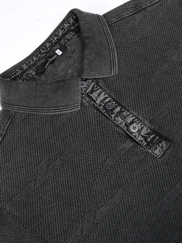 Highlander Men Black Ombre Knitted Polo Tshirt