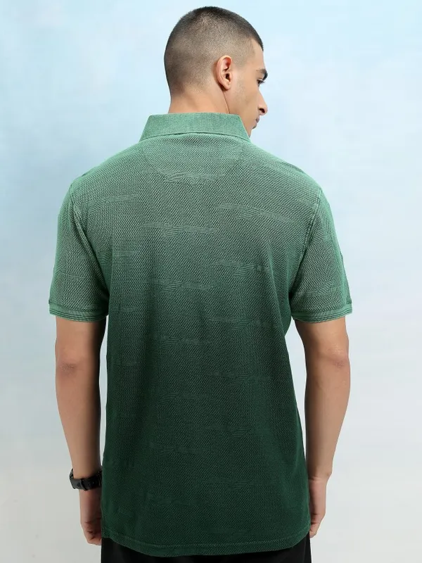 Highlander Men Green Ombre Knitted Polo Tshirt
