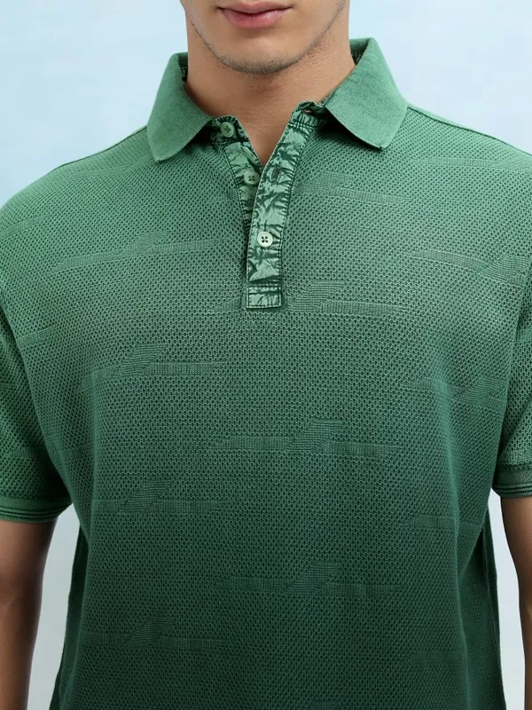 Highlander Men Green Ombre Knitted Polo Tshirt