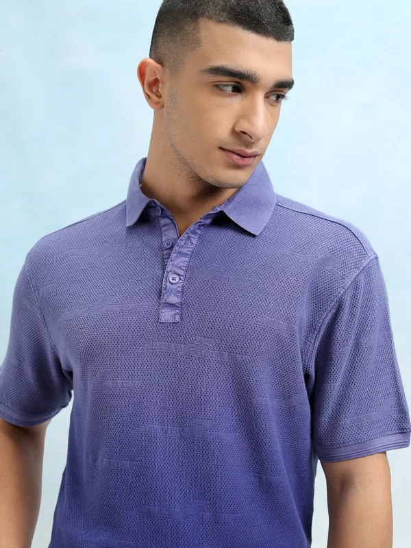 Highlander Men Purple Ombre Knitted Polo Tshirt