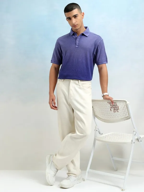 Highlander Men Purple Ombre Knitted Polo Tshirt