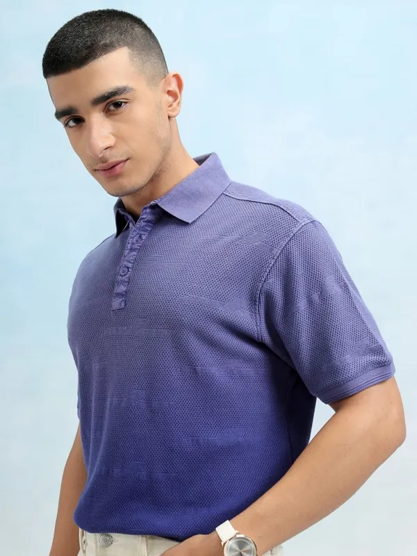 Highlander Men Purple Ombre Knitted Polo Tshirt