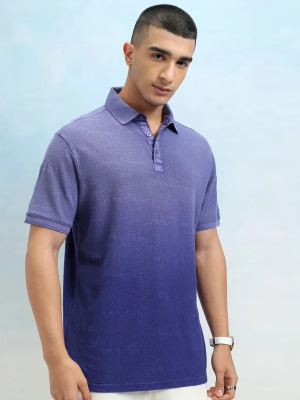 Highlander Men Purple Ombre Knitted Polo Tshirt