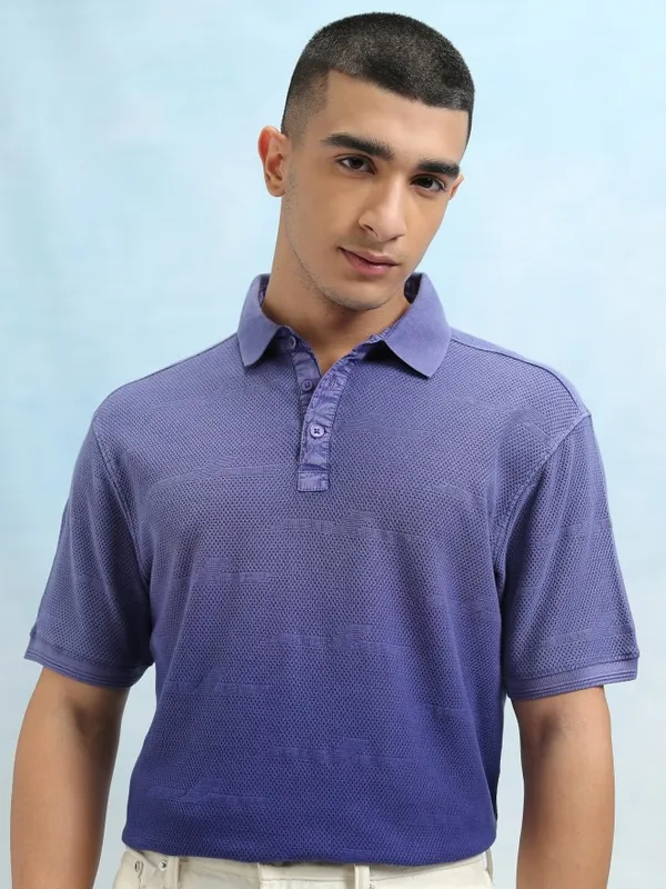 Highlander Men Purple Ombre Knitted Polo Tshirt