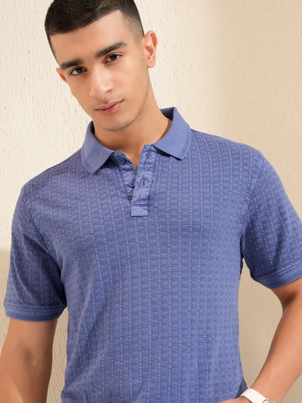 Self Design Polo Collar T-Shirt