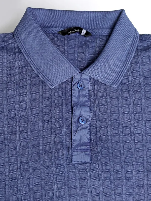 Highlander Men Purple Self Design Polo Collar T-Shirt