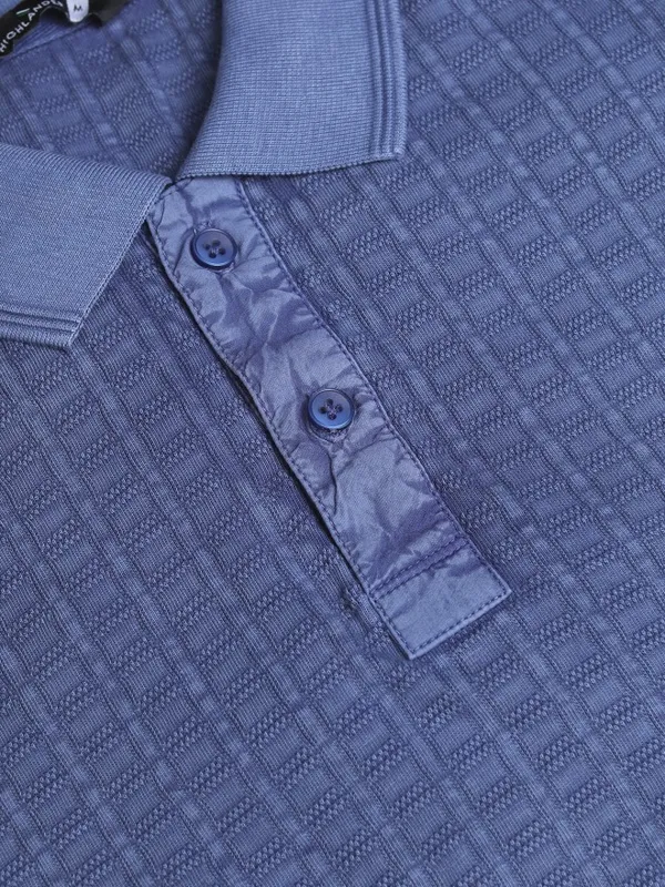 Highlander Men Purple Self Design Polo Collar T-Shirt