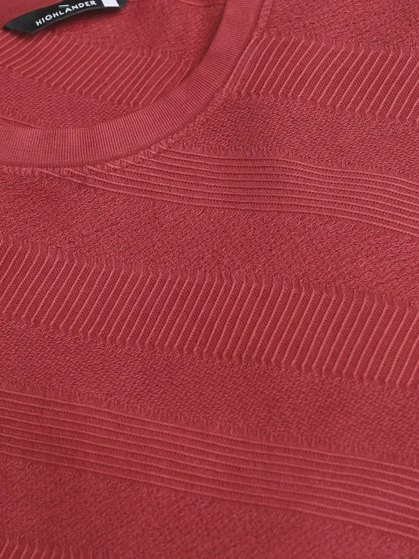 Highlander Men Coral Self Design Regular Fit T-Shirt