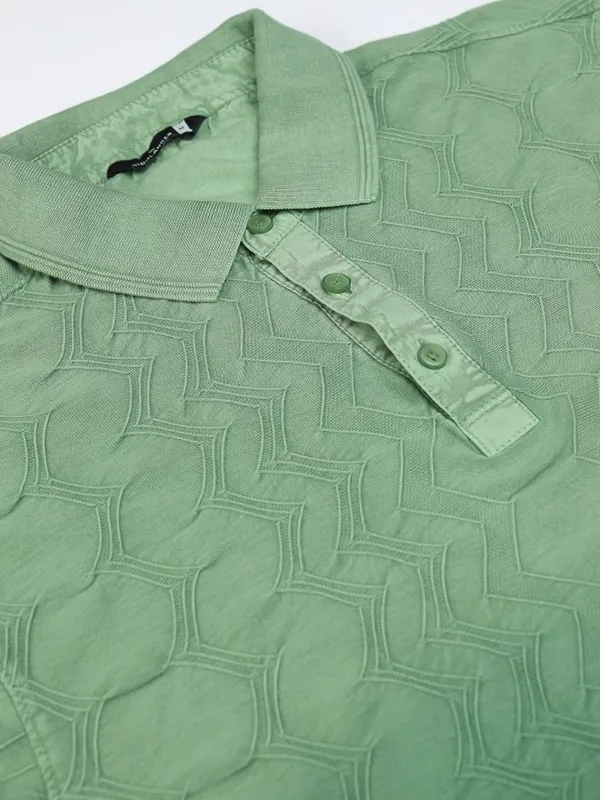 Highlander Men Light Green Ombre Knitted Polo Tshirt