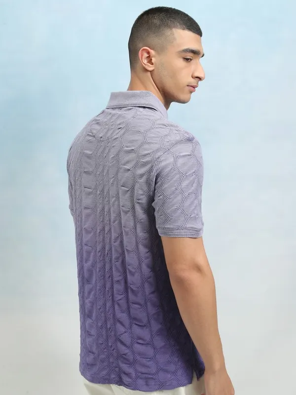 Highlander Men Lavender Ombre Knitted Polo Tshirt