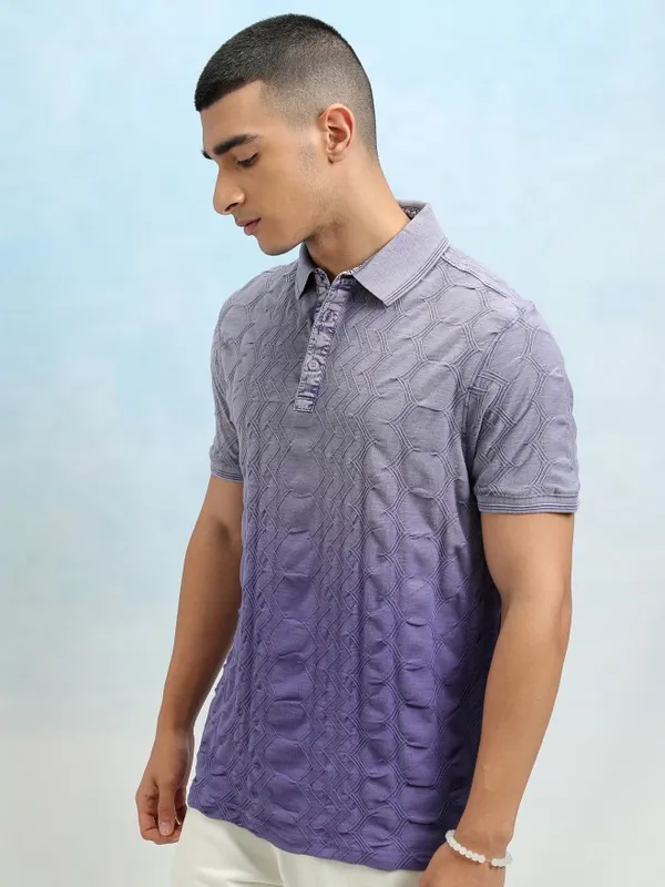 Highlander Men Lavender Ombre Knitted Polo Tshirt