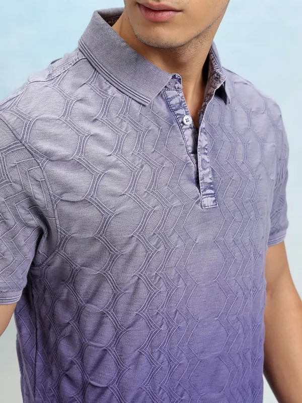 Highlander Men Lavender Ombre Knitted Polo Tshirt