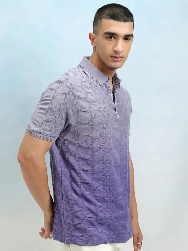 Highlander Men Lavender Ombre Knitted Polo Tshirt