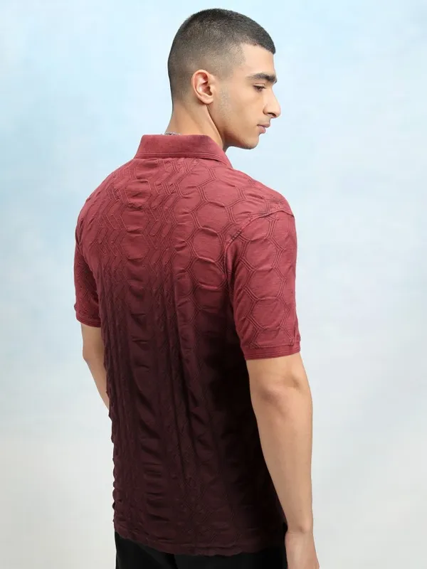 Highlander Men Red Ombre Knitted Polo Tshirt
