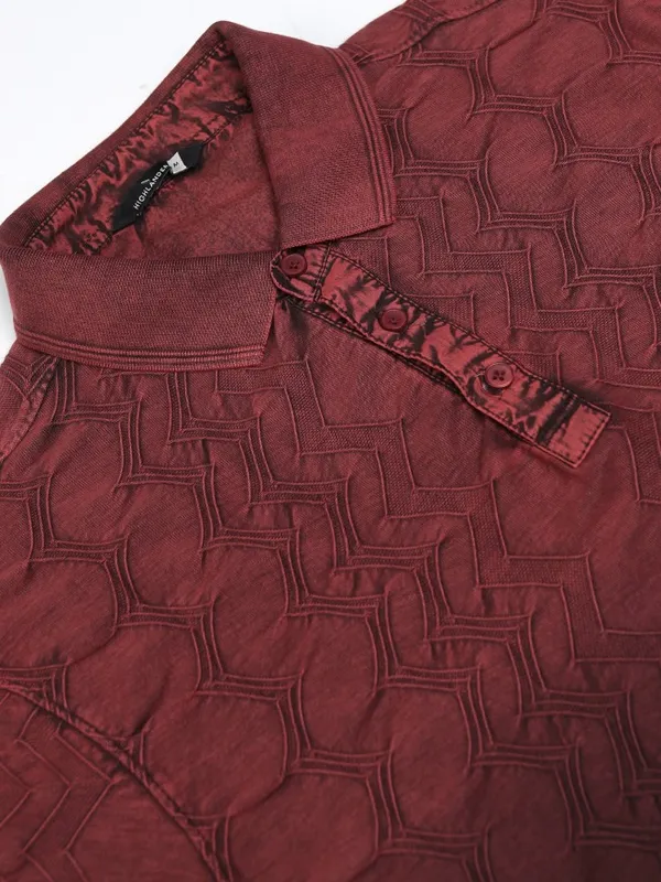 Highlander Men Red Ombre Knitted Polo Tshirt