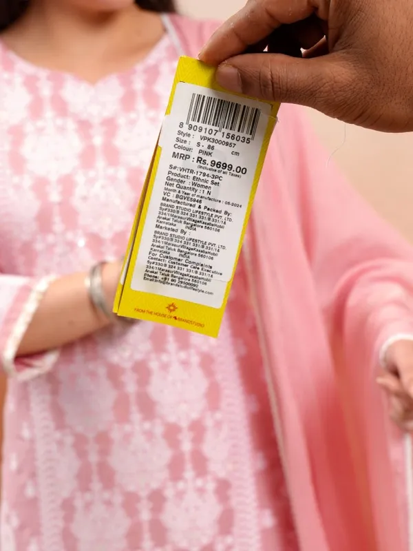 Vishudh Women Pink Embroidered Kurta With Trouser And Dupatta