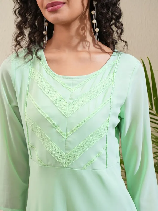 Vishudh Women Sea Green Solid A-Line Dress