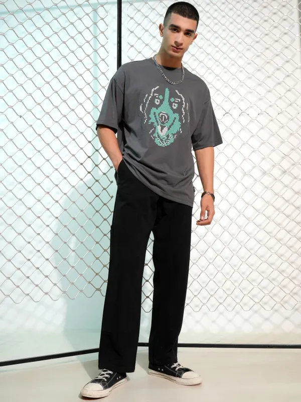 Highlander Men Black Carpenter Fit Solid Cargos