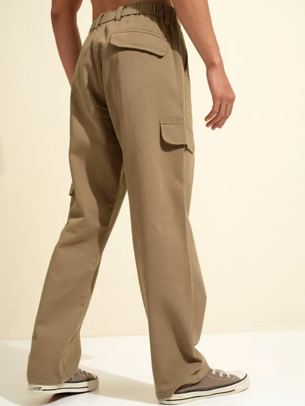 Highlander Men Green Carpenter Fit Solid Cargos