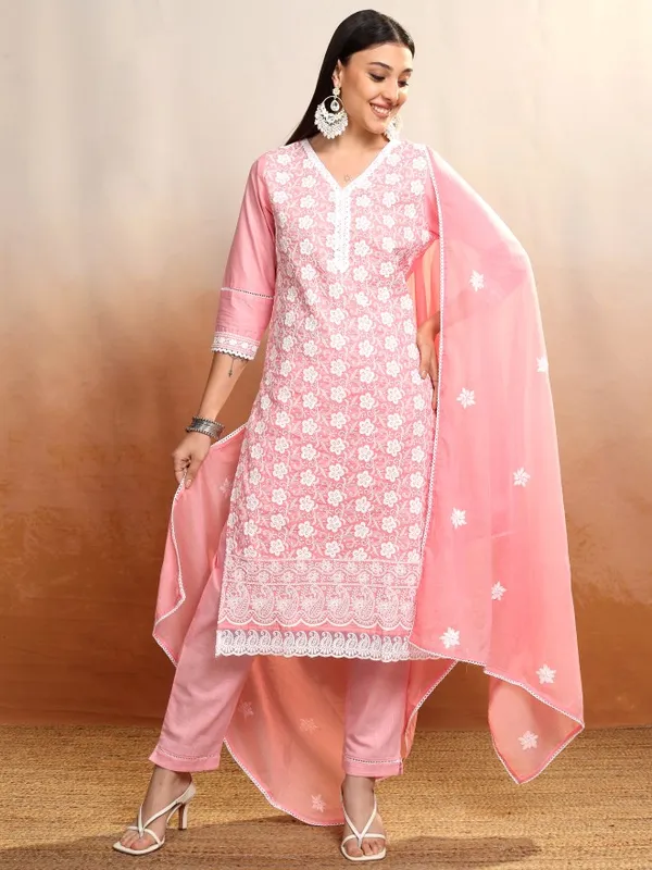 Women Kurta With Trousers & Dupatta