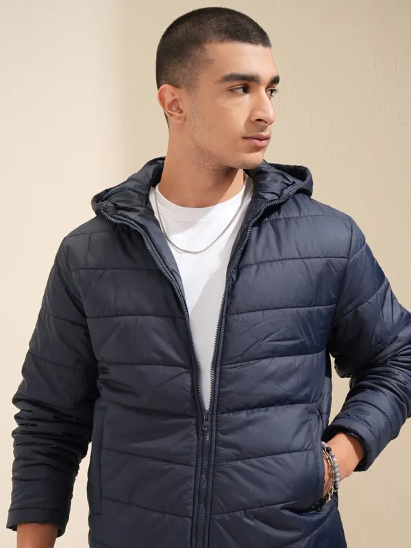 Highlander Men Navy Blue Solid Puffer Jacket 