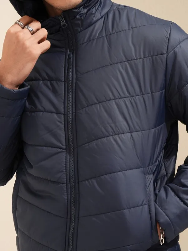 Highlander Men Navy Blue Solid Puffer Jacket 