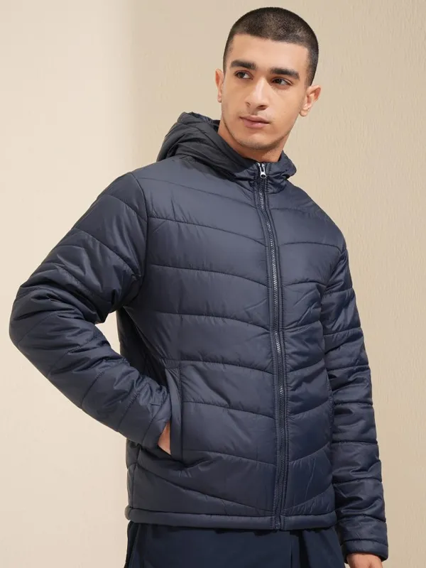 Highlander Men Navy Blue Solid Puffer Jacket 