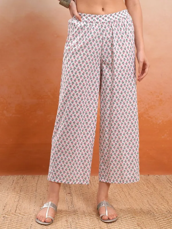 Vishudh Women White Printed Kurta With Trousers And Dupatta