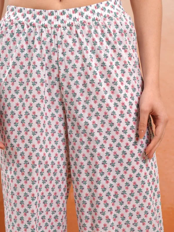Vishudh Women White Printed Kurta With Trousers And Dupatta