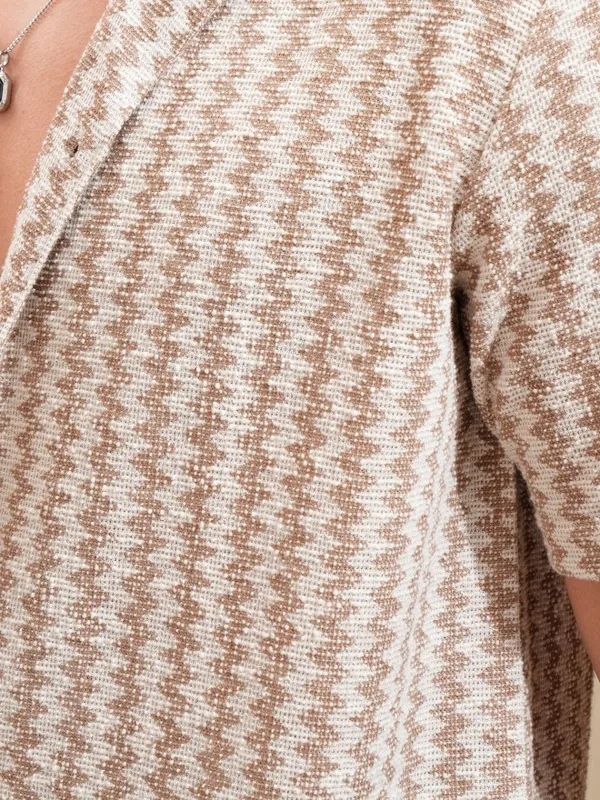 Highlander Men Beige Textured Relaxed Fit Casual Shirt