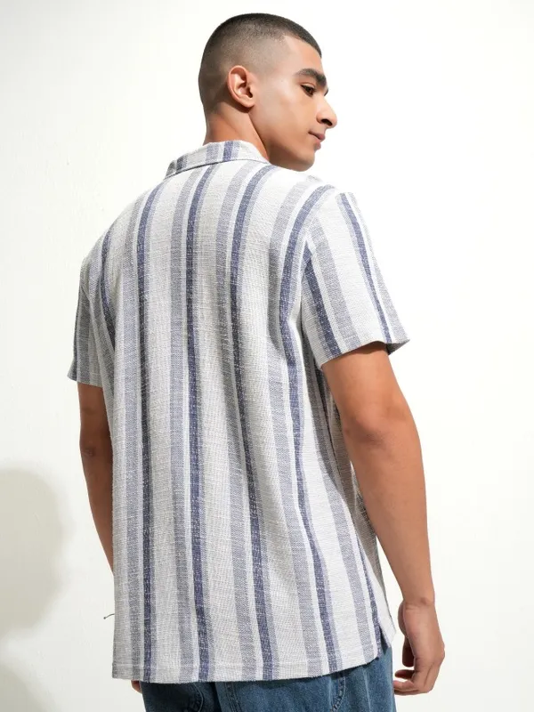 Highlander Men Blue Striped Relaxed Fit Casual Shirt