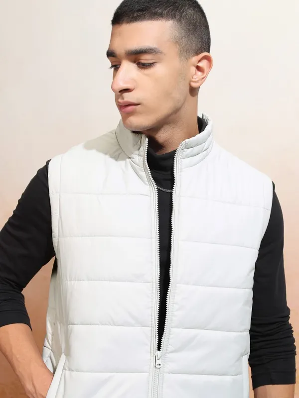 Highlander Men Grey Solid Puffer Jacket