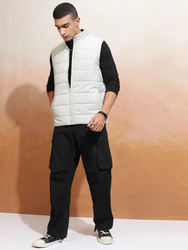 Highlander Men Grey Solid Puffer Jacket