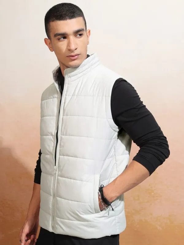 Highlander Men Grey Solid Puffer Jacket