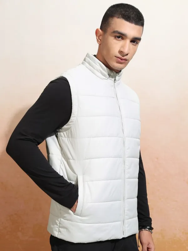 Highlander Men Grey Solid Puffer Jacket