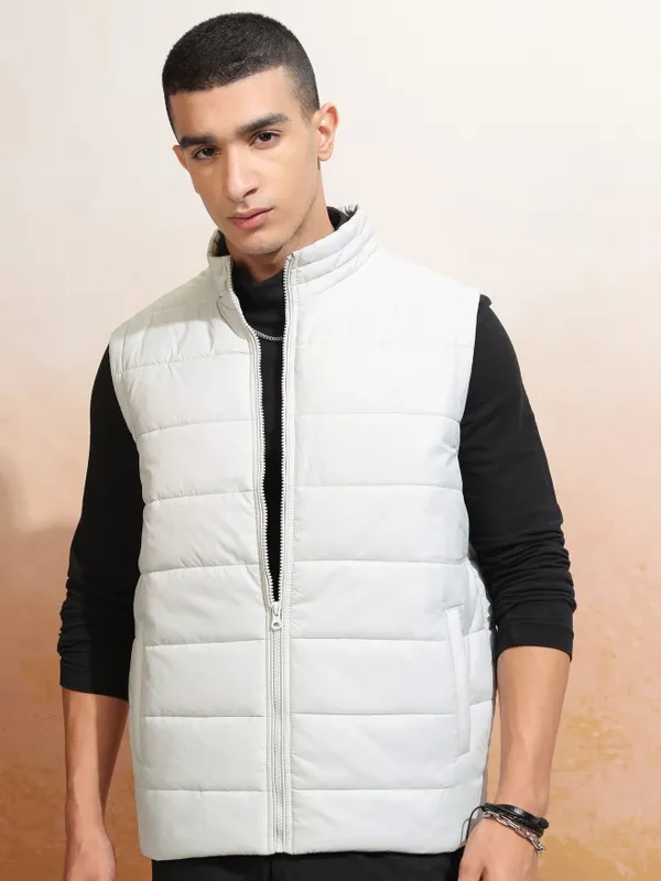 Highlander Men Grey Solid Puffer Jacket