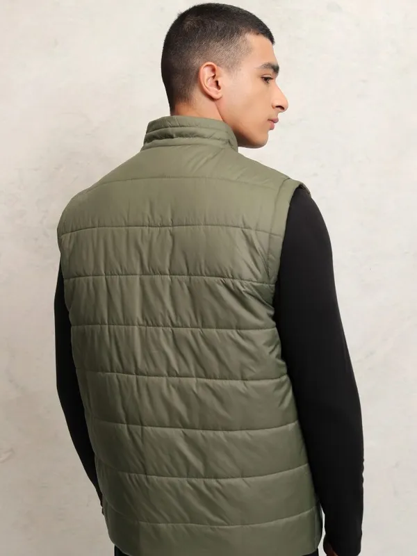 Highlander Men Olive Solid Puffer Jacket
