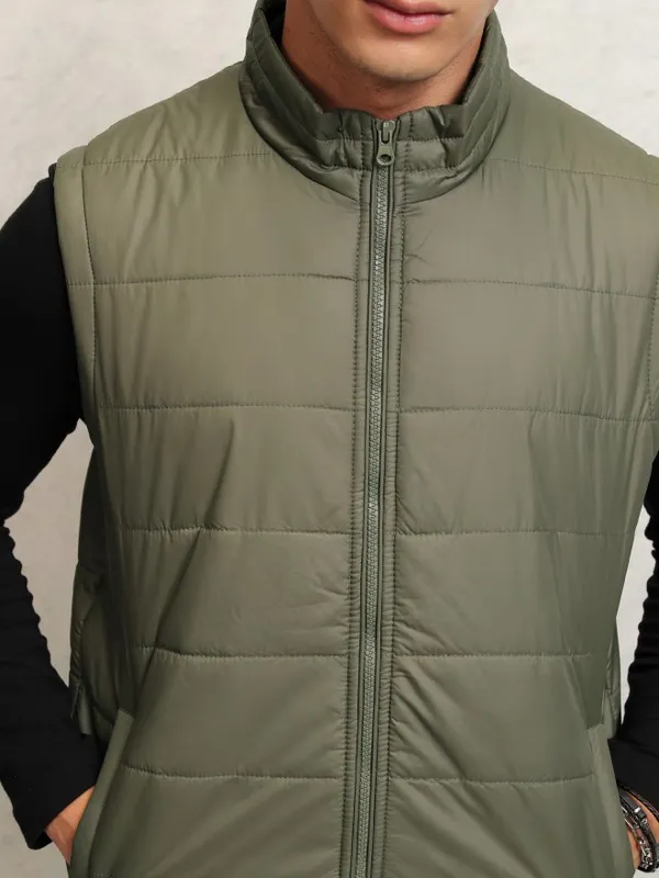 Highlander Men Olive Solid Puffer Jacket