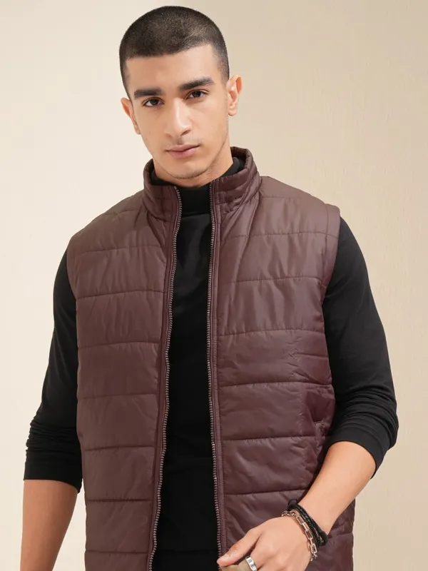 Highlander Men Brown Solid Puffer Jacket