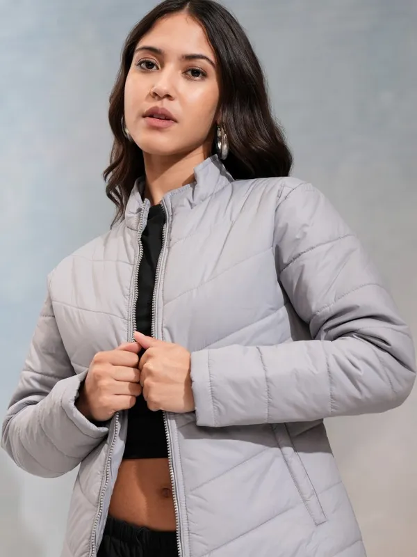Tokyo Talkies Women Grey Puffer Jacket