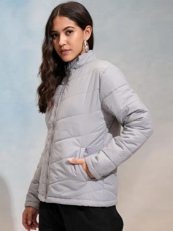 Tokyo Talkies Women Grey Puffer Jacket