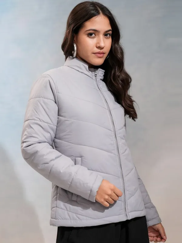 Tokyo Talkies Women Grey Puffer Jacket
