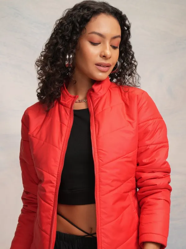 Tokyo Talkies Women Red Puffer Jacket