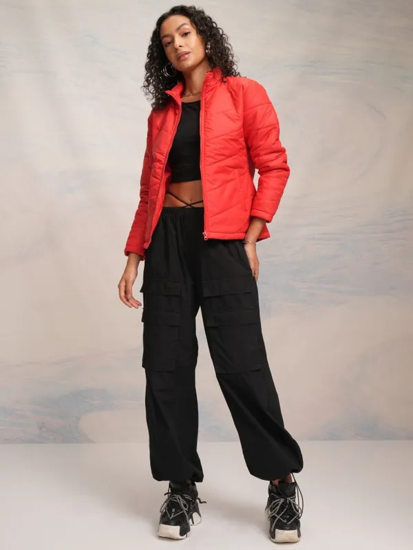 Tokyo Talkies Women Red Puffer Jacket