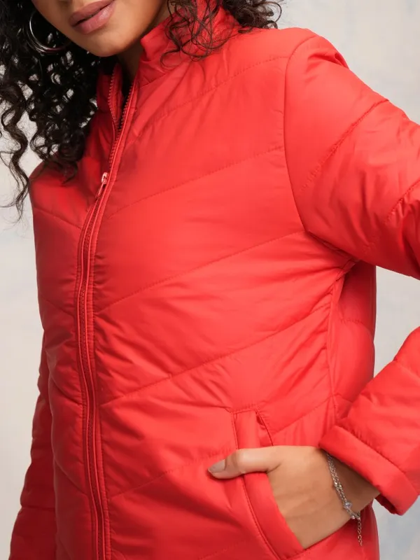 Tokyo Talkies Women Red Puffer Jacket