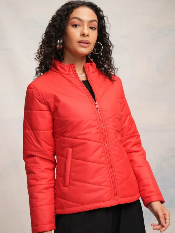 Tokyo Talkies Women Red Puffer Jacket