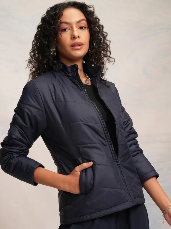 Tokyo Talkies Women Navy Blue Puffer Jacket