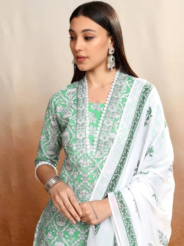 Vishudh Women White Kurta With Trousers And Dupatta